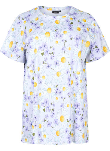 Oversize nat t-shirt med print, Lavender Blue AOP, Packshot image number 0