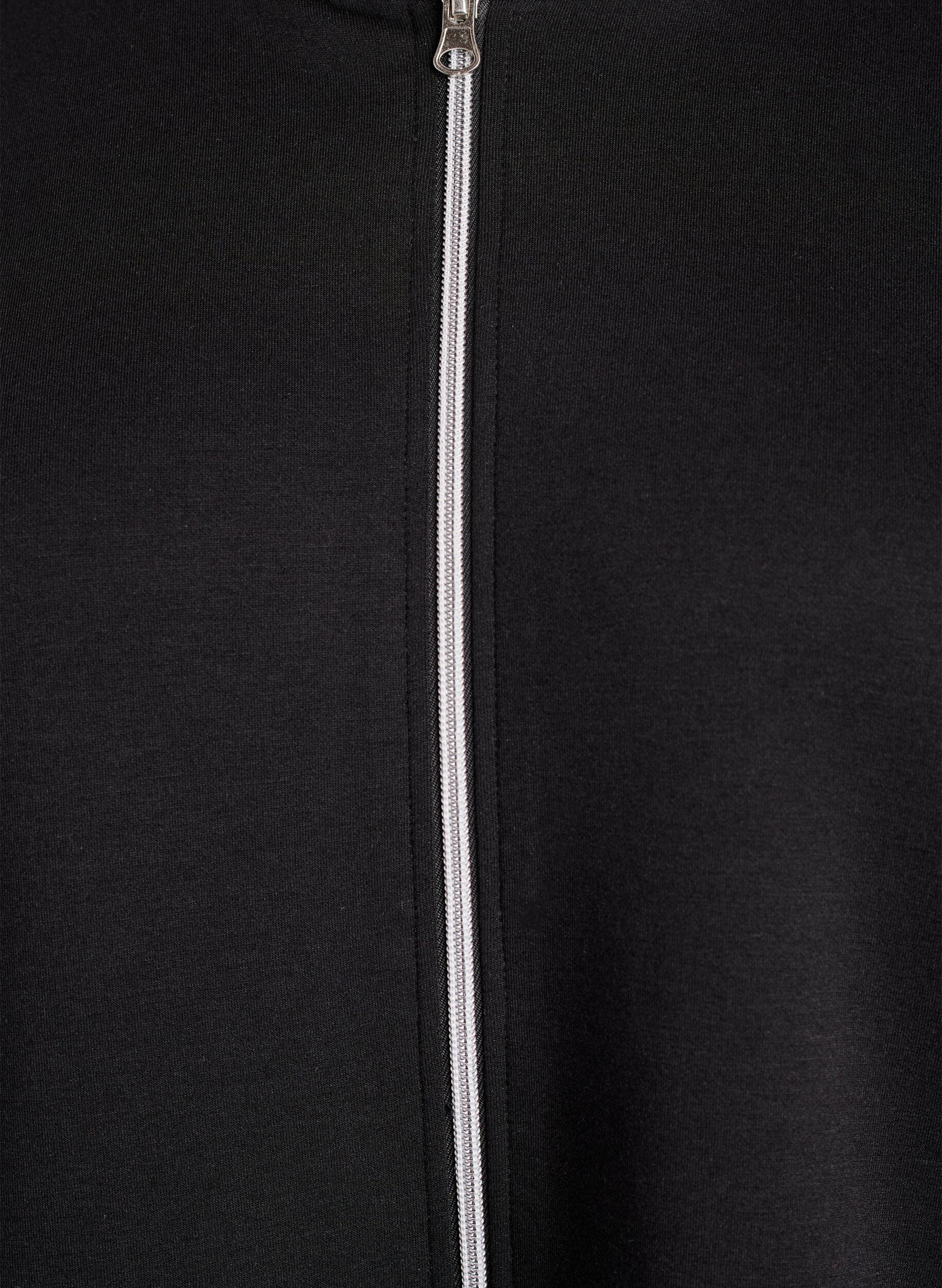 Zizzi Scuba-h&aelig;ttetr&oslash;je med lynl&aring;s og lommer, Sort, Packshot image number 2