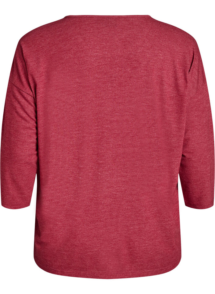 Jerseybluse med 3/4 &aelig;rmer, R&oslash;d, Packshot image number 1