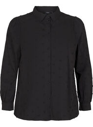 Skjorte med krave og påsyede hjerter, Sort