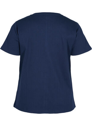 Bomulds t-shirt med ribstruktur, Navy Blazer, Packshot image number 1