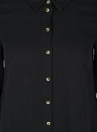 Lang bomulds skjorte med en klassisk  krave, Black, Packshot image number 2