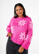 Strikbluse med blomster, Raspberry Rose Comb, Model image number 0