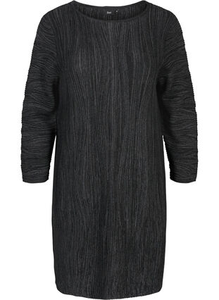 Langærmet strikkjole, Dark Grey Melange, Packshot image number 0