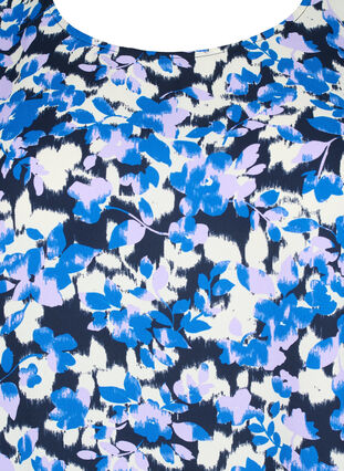 FLASH - Langærmet bluse med smock og print, Blue Purple Flower, Packshot image number 2