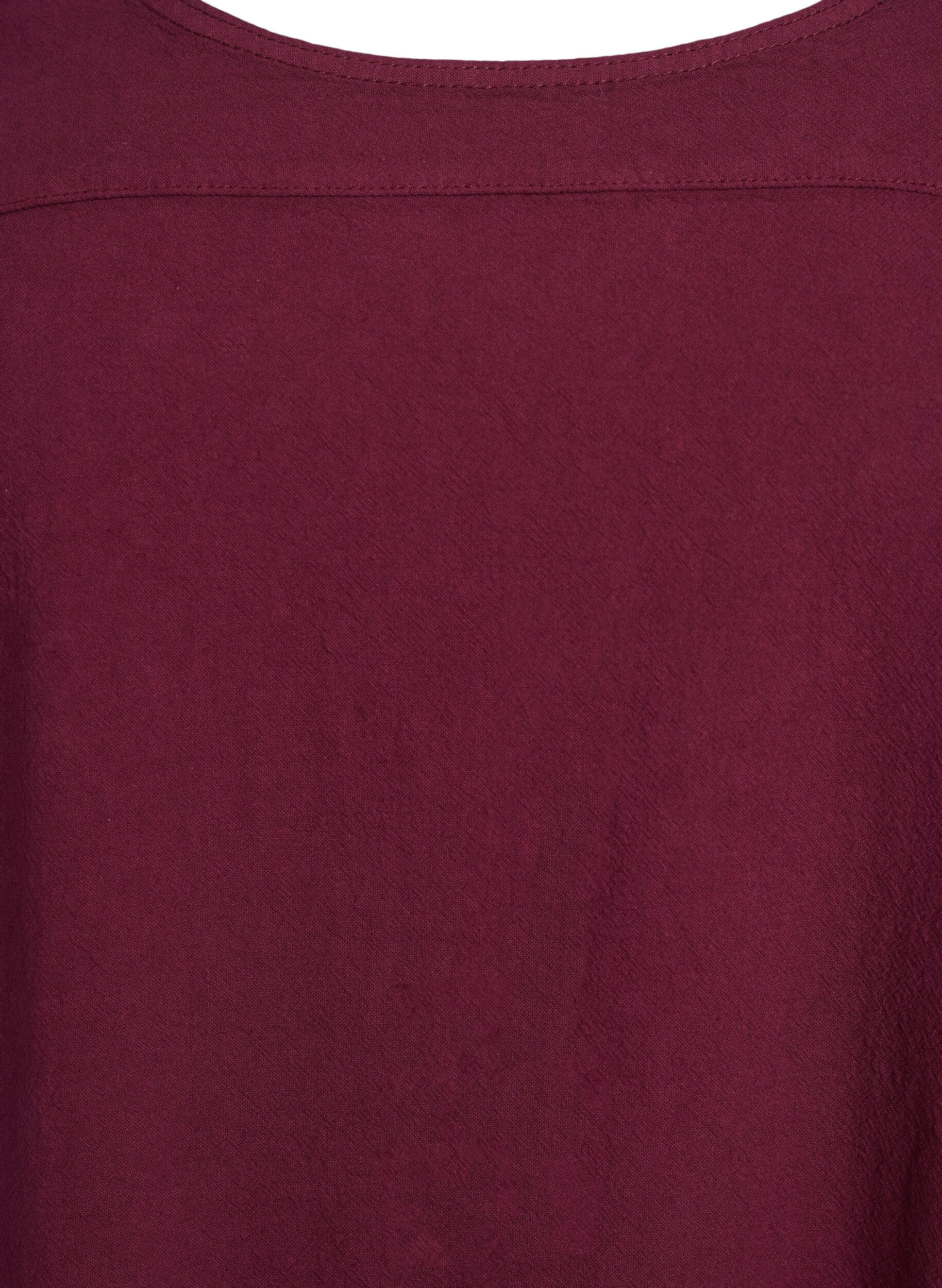ZizziKort&aelig;rmet kjole i bomuld, M&oslash;rk Bordeaux, Packshot image number 2