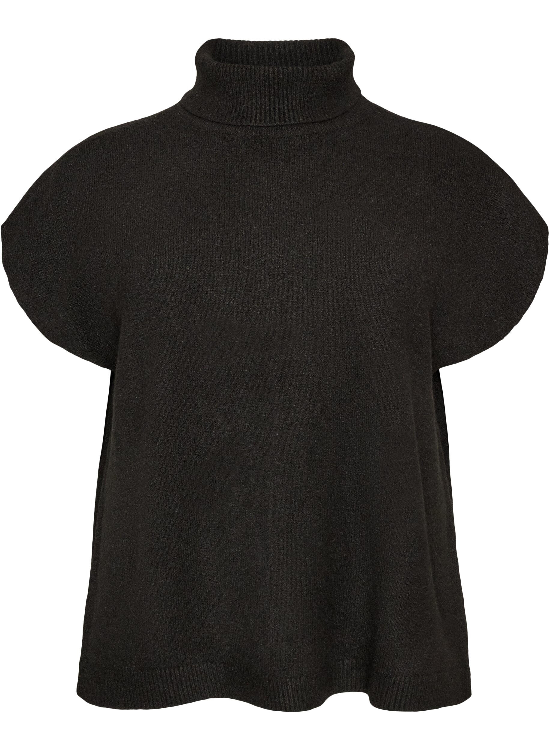 ZizziStrikvest med rullekrave, Sort, Packshot image number 0