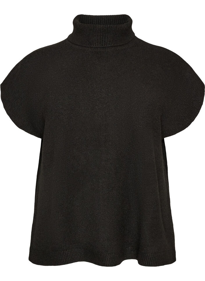 Strikvest med rullekrave, Sort, Packshot image number 0