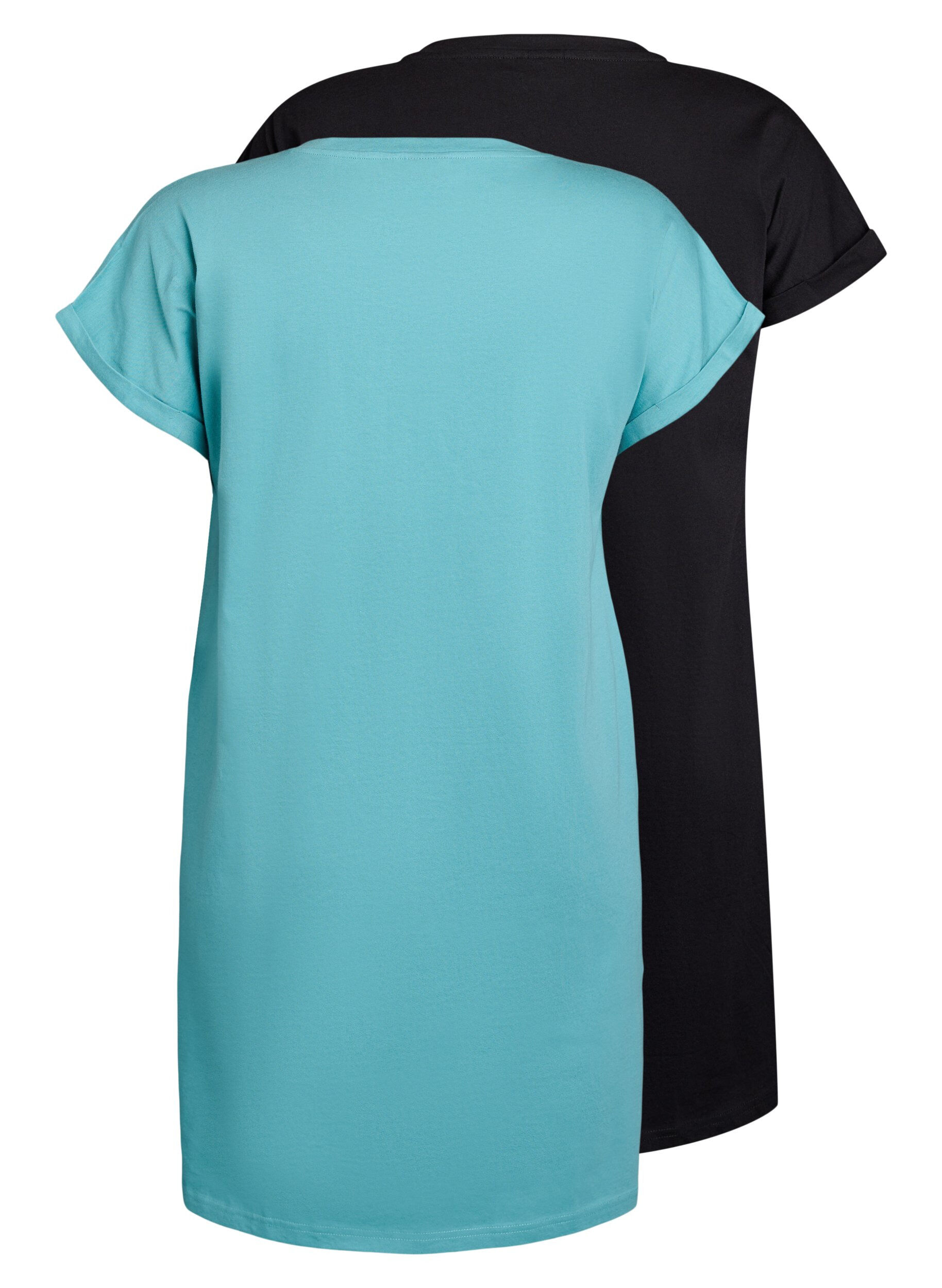 Zizzi2-pak t-shirt kjole med korte &aelig;rmer, Bl&aring;, Packshot image number 1