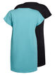 2-pak t-shirt kjole med korte &aelig;rmer, Bl&aring;, Packshot image number 1