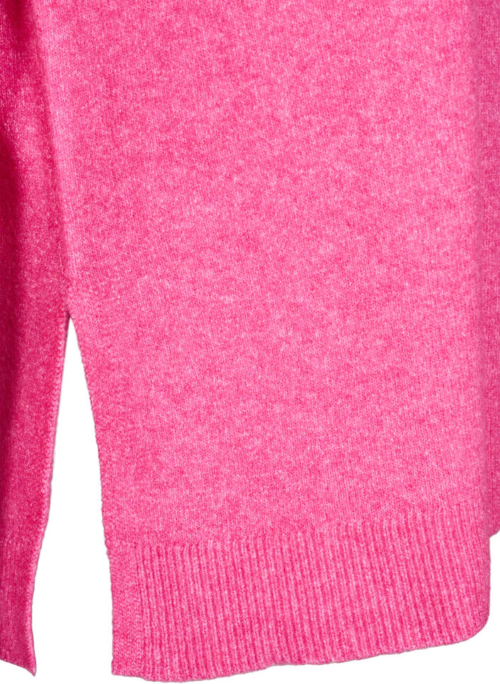 Strikbluse med uld og slidser, Raspberry Rose Mel., Packshot image number 3