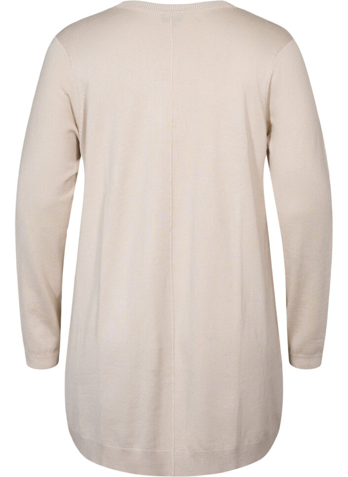 Lang strikcardigan i viskosemix, Beige, Packshot image number 1