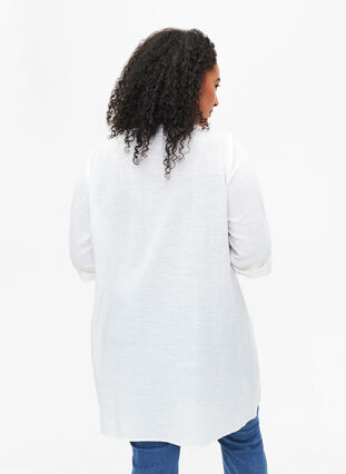 3/4 ærmet tunika i bomuldmix med hør, Off-White, Model image number 1