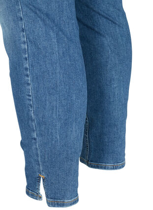 Sanna jeans med slids ved foden, Dark blue denim, Packshot image number 3