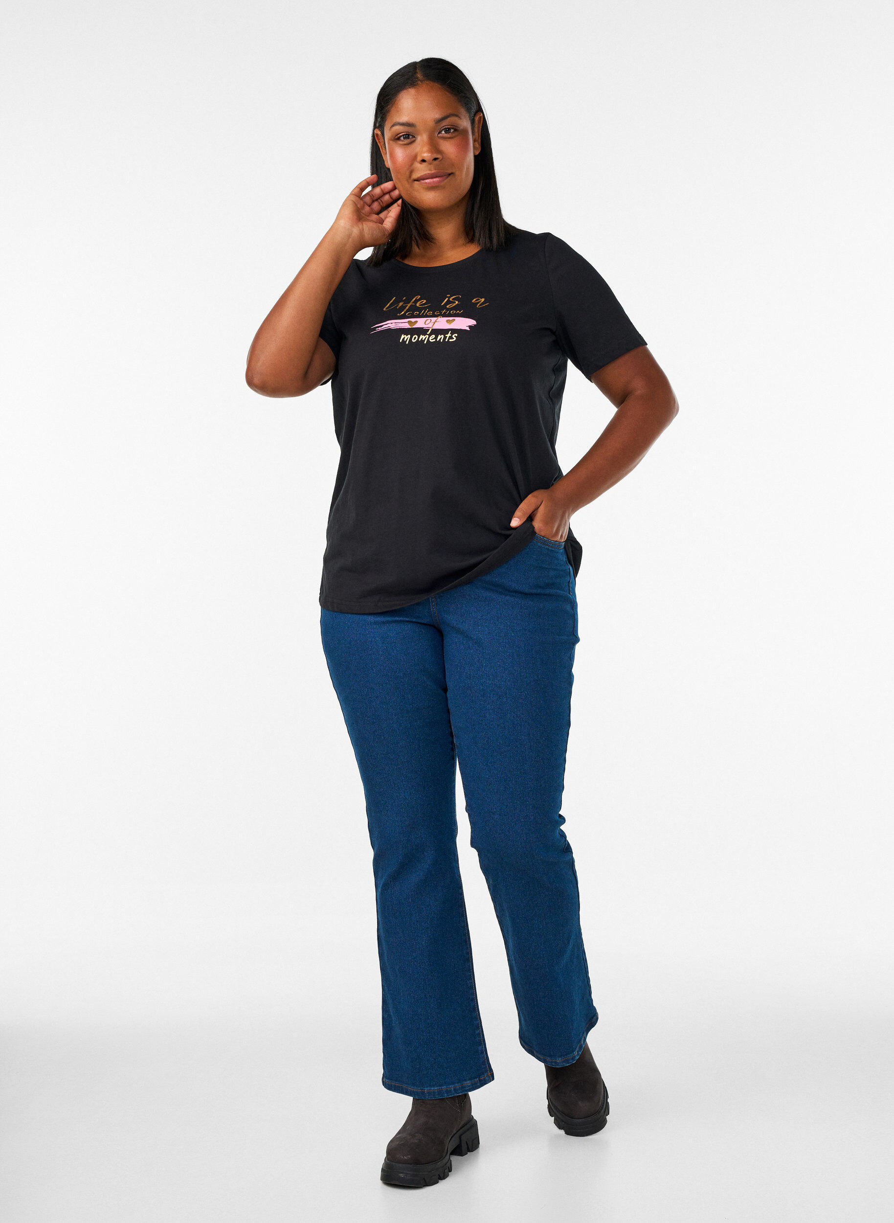 ZizziT-shirt med motiv, Sort, Model image number 1