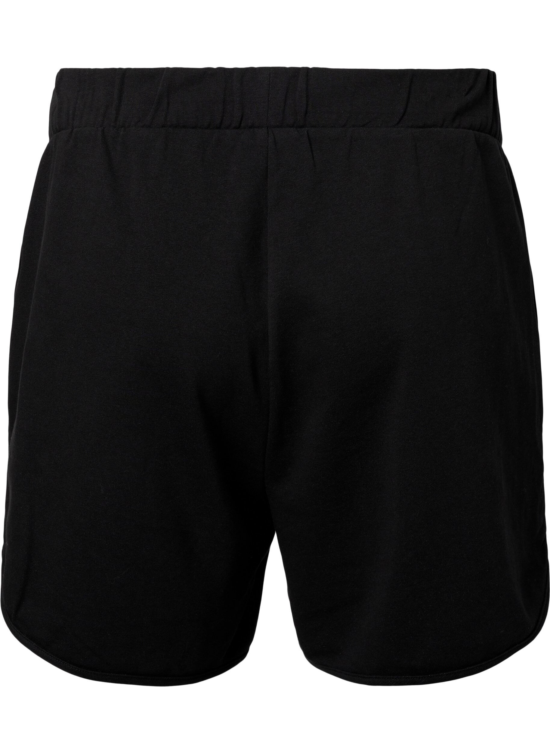 Zizzi Ensfarvede sweatshorts med lommer, Black, Packshot image number 1