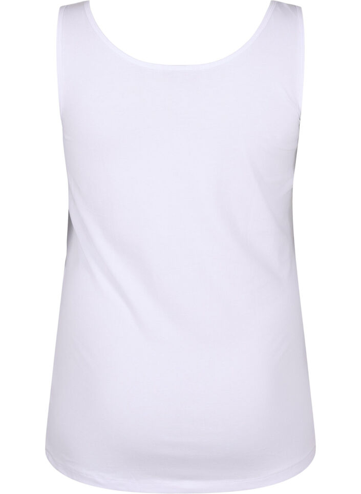 Ensfarvet basis top i bomuld, Hvid, Packshot image number 1