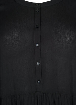 Kortærmet viskose kjole med a-form, Black, Packshot image number 2