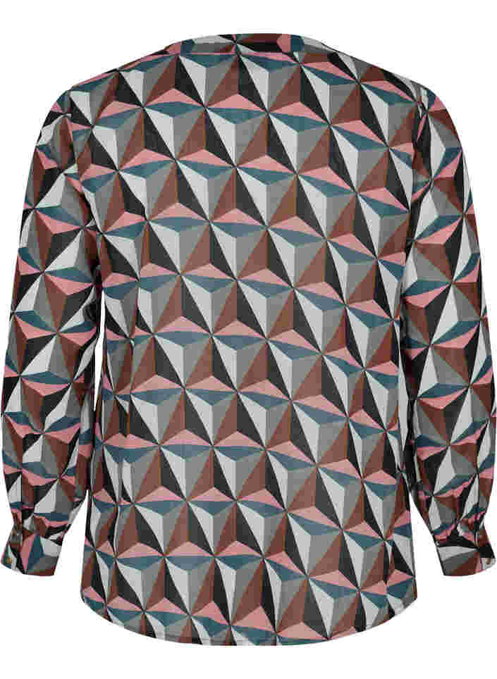 Skjorte med v-udskæring og print, Graphic Pink, Packshot image number 1