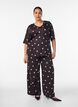 Prikket viskosebluse med V-udsk&aelig;ring og bindeb&aring;nd, Brun, Model image number 1