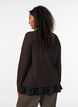 Struktureret bluse med fl&aelig;sekant, Brun, Model image number 2