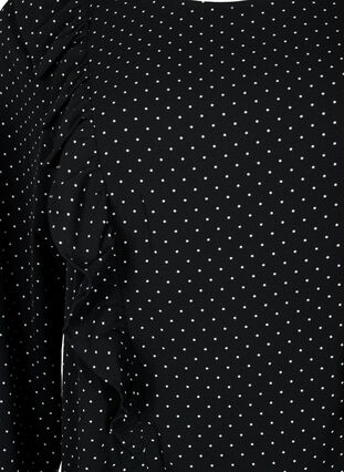 Langærmet bluse med flæser, Black Dot, Packshot image number 2