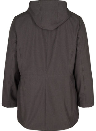 Softshell jakke med hætte og justerbar talje, Dark Grey Melange, Packshot image number 1