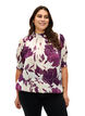 Kortærmet smockbluse med print, D.Purple Graphic AOP, Model image number 0