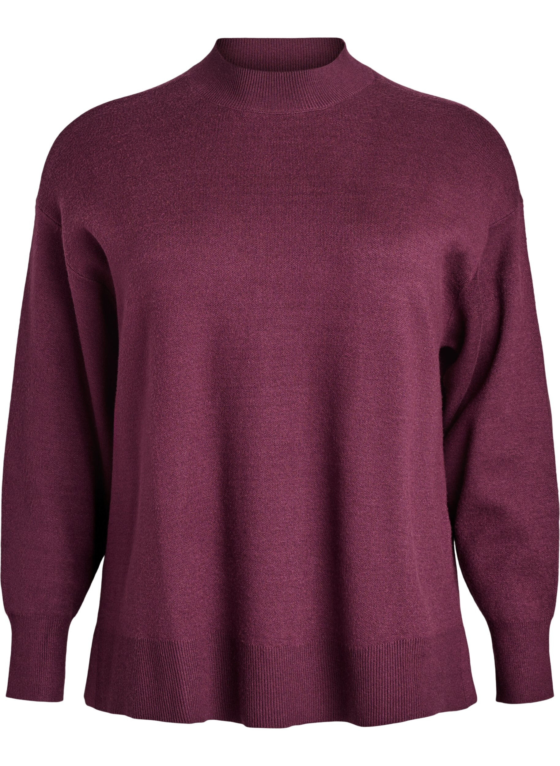 Strikbluse med h&oslash;j hals