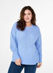 Strikbluse med hulmønster, Cornflower Blue Mel., Model image number 0