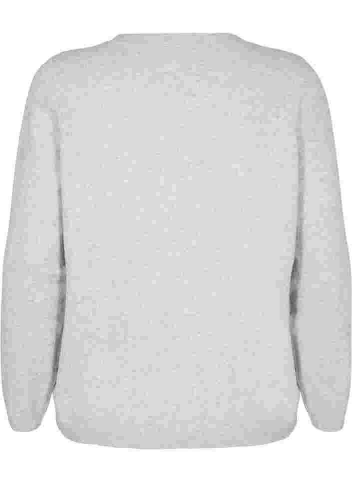 Kort meleret strikcardigan med perleknapper, Light Grey Melange, Packshot image number 1
