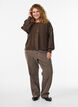Ribstrikket cardigan med knapper, Brun, Model image number 1