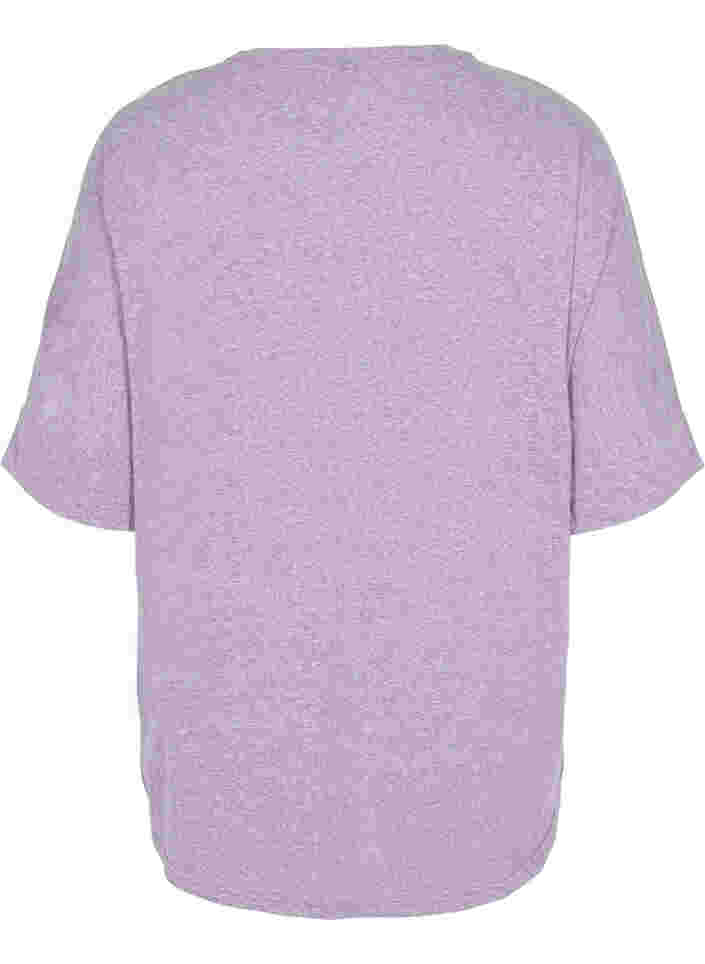 Meleret bluse med korte ærmer, Vintage Violet Mel., Packshot image number 1