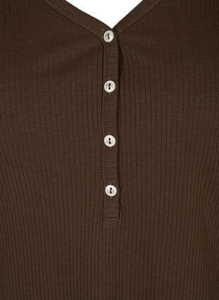 Langærmet bluse i rib med knappedetaljer, Molé, Packshot image number 2