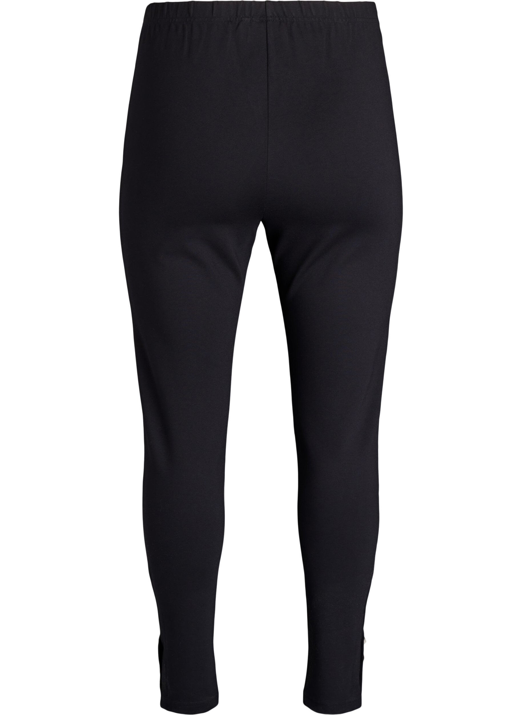 Zizzi Leggings med knapper forneden, Sort, Packshot image number 1