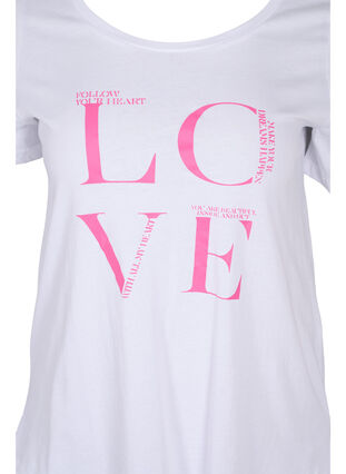 Kortærmet bomulds t-shirt med tryk, Bright White LOVE, Packshot image number 2