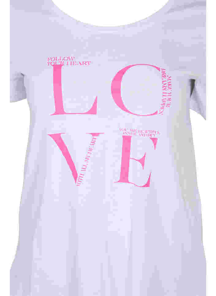 Kortærmet bomulds t-shirt med tryk, Bright White LOVE, Packshot image number 2