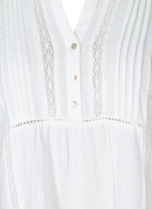 Bomulds kjole med a-form , Bright White, Packshot image number 2