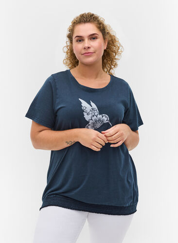 Økologisk bomulds t-shirt med smock, NavyBlazer Acid Bird, Model image number 0