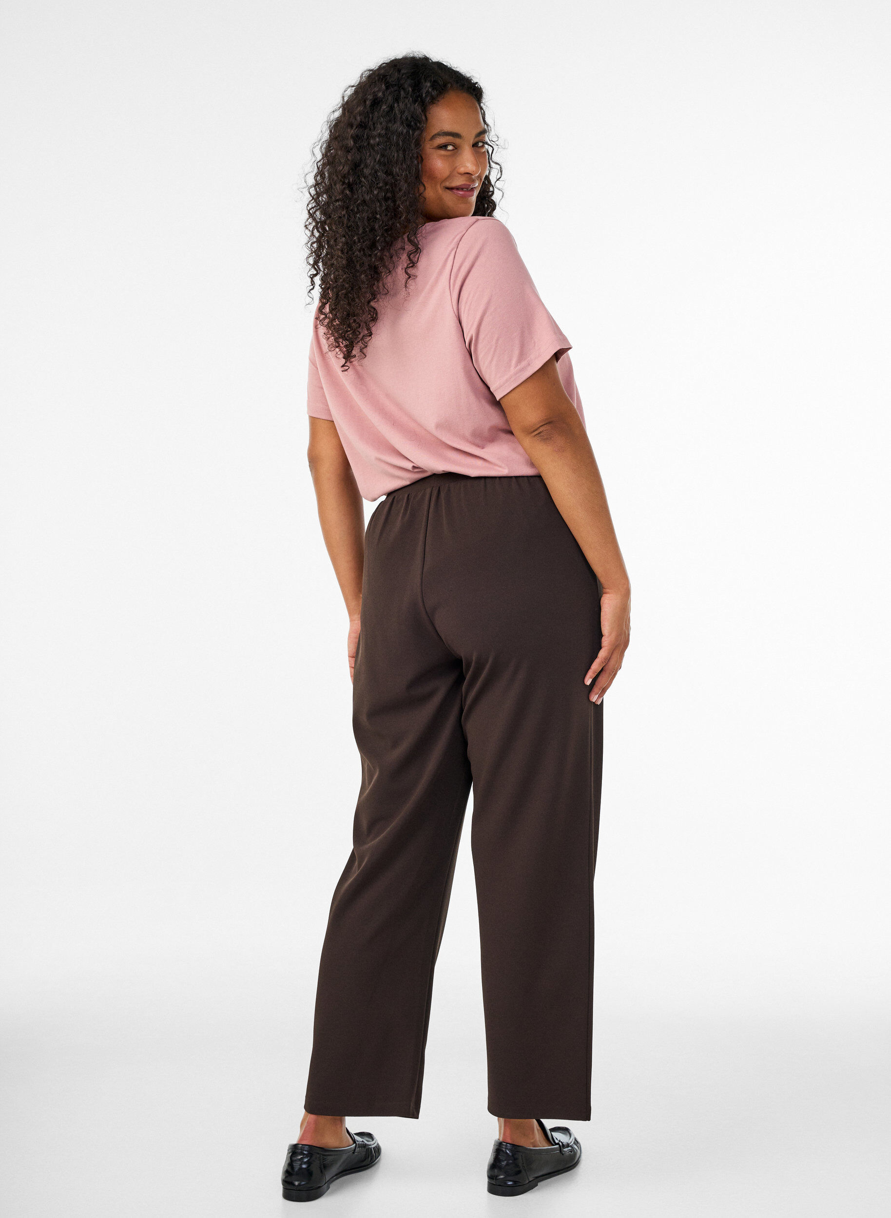 ZizziBukser med straight fit, Brun, Model image number 1