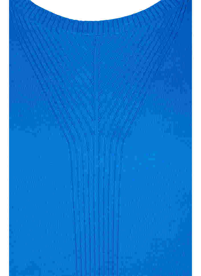 Ensfarvet strikbluse med ribdetaljer, Skydiver Mel., Packshot image number 2