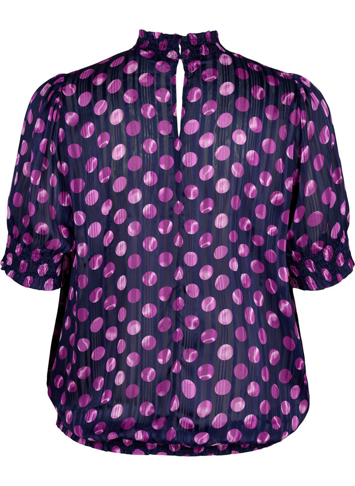 Kortærmet smockbluse med print , Medieval Bl. Dot AOP, Packshot image number 1