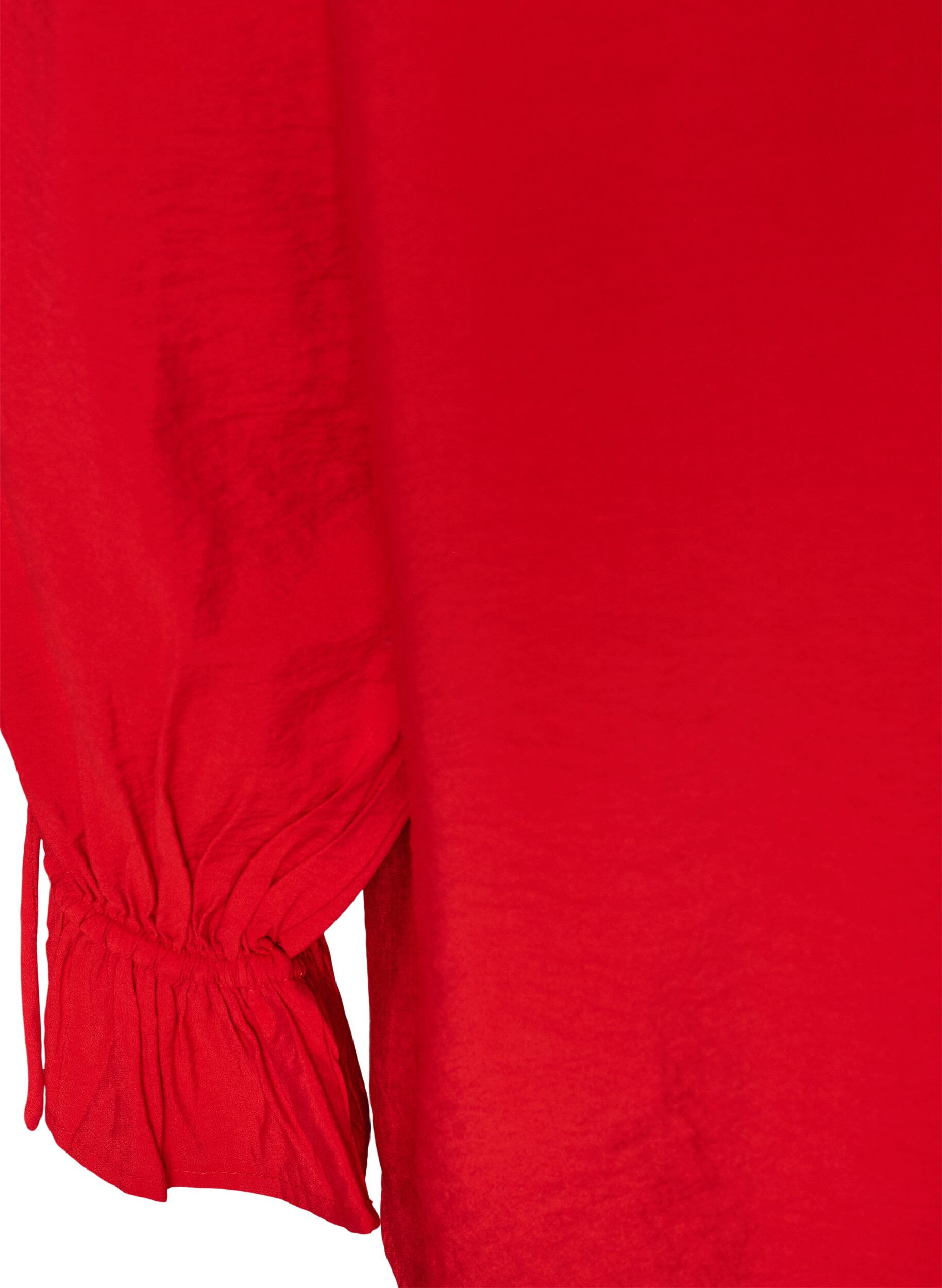 ZizziViskosebluse med bindeb&aring;nd og fl&aelig;sedetaljer, R&oslash;d, Packshot image number 3