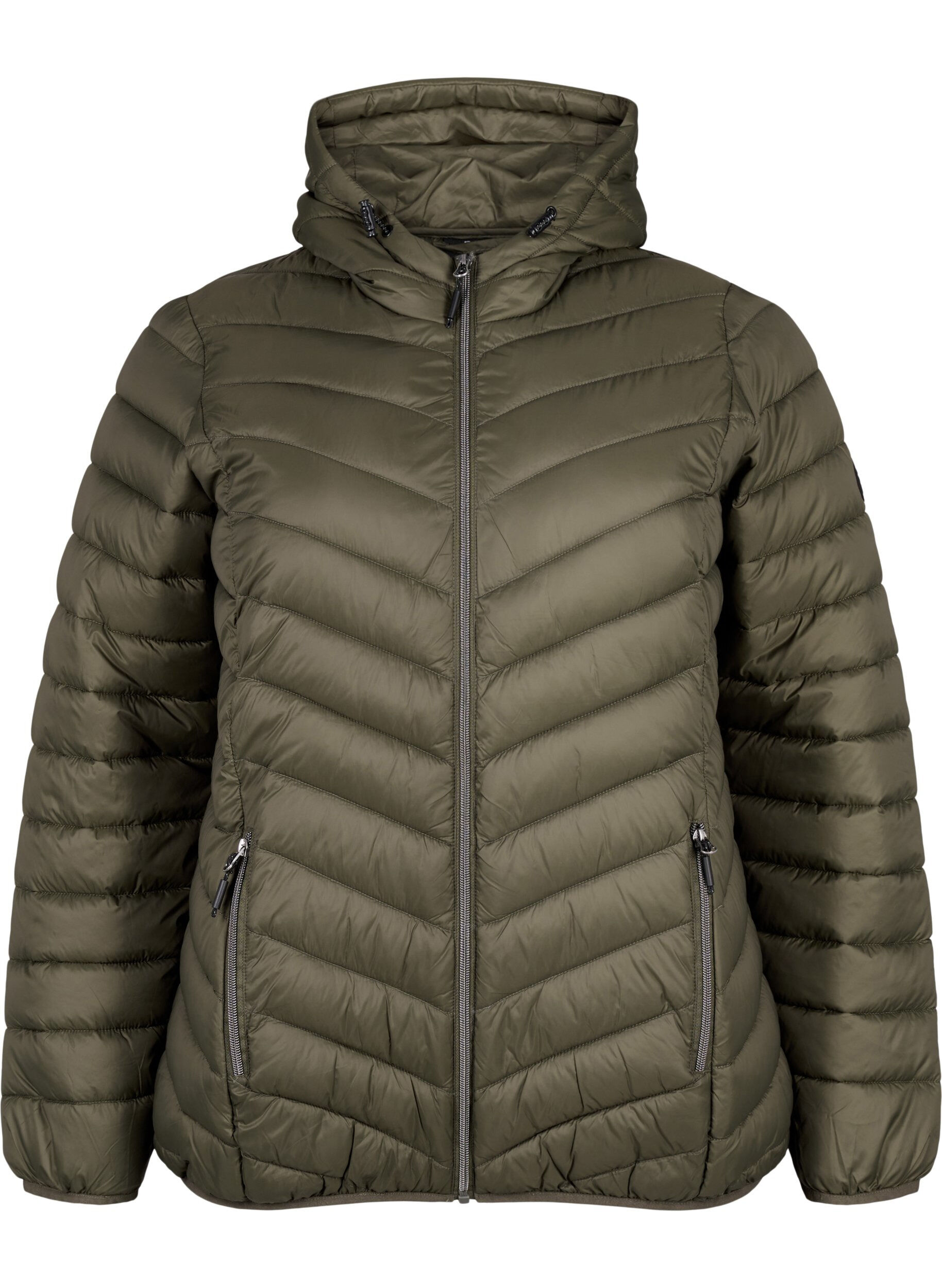 ZizziLetv&aelig;gts jakke med h&aelig;tte, Gr&oslash;n, Packshot image number 0