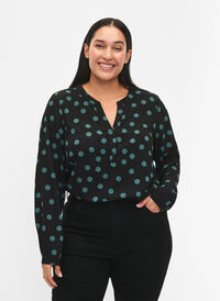 FLASH - Langærmet bluse med print, Dot, Model
