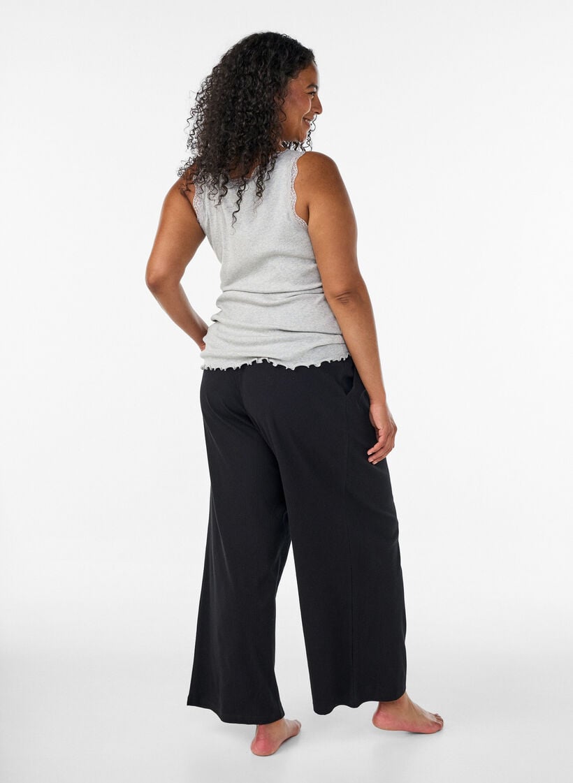 Ribtop med blondekant, Gr&aring;, Model image number 2