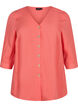 Viskose bluse med knapper og v-hals, Deep Sea Coral, Packshot image number 0