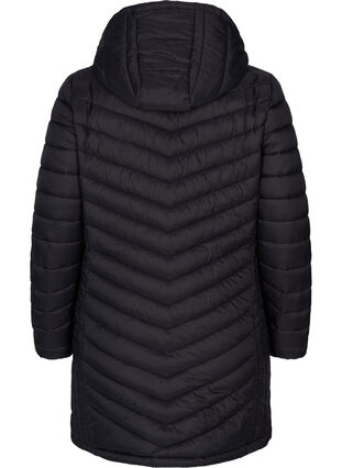 Quiltet letvægts jakke med aftagelig hætte og lommer, Black, Packshot image number 1