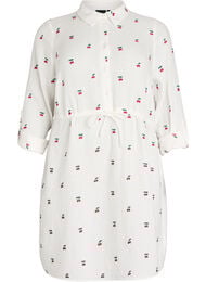 Skjortekjole i bomuldsmusselin med broderede motiver, Vanilla