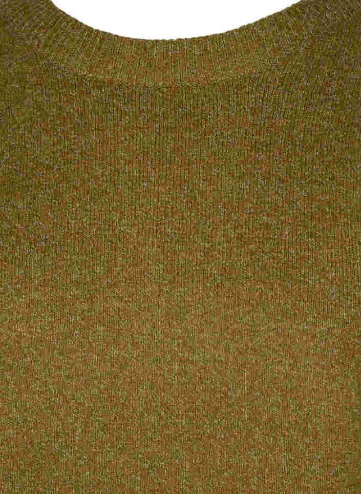 Meleret strikbluse med 3/4 ærmer, Fir Green Mel., Packshot image number 2